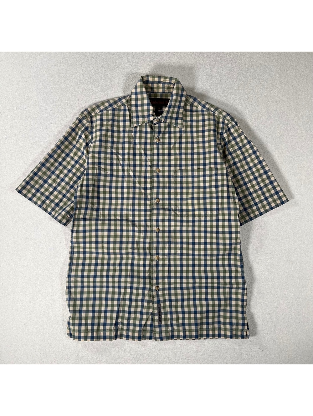 Timberland blue green gingham 100% cotton button up